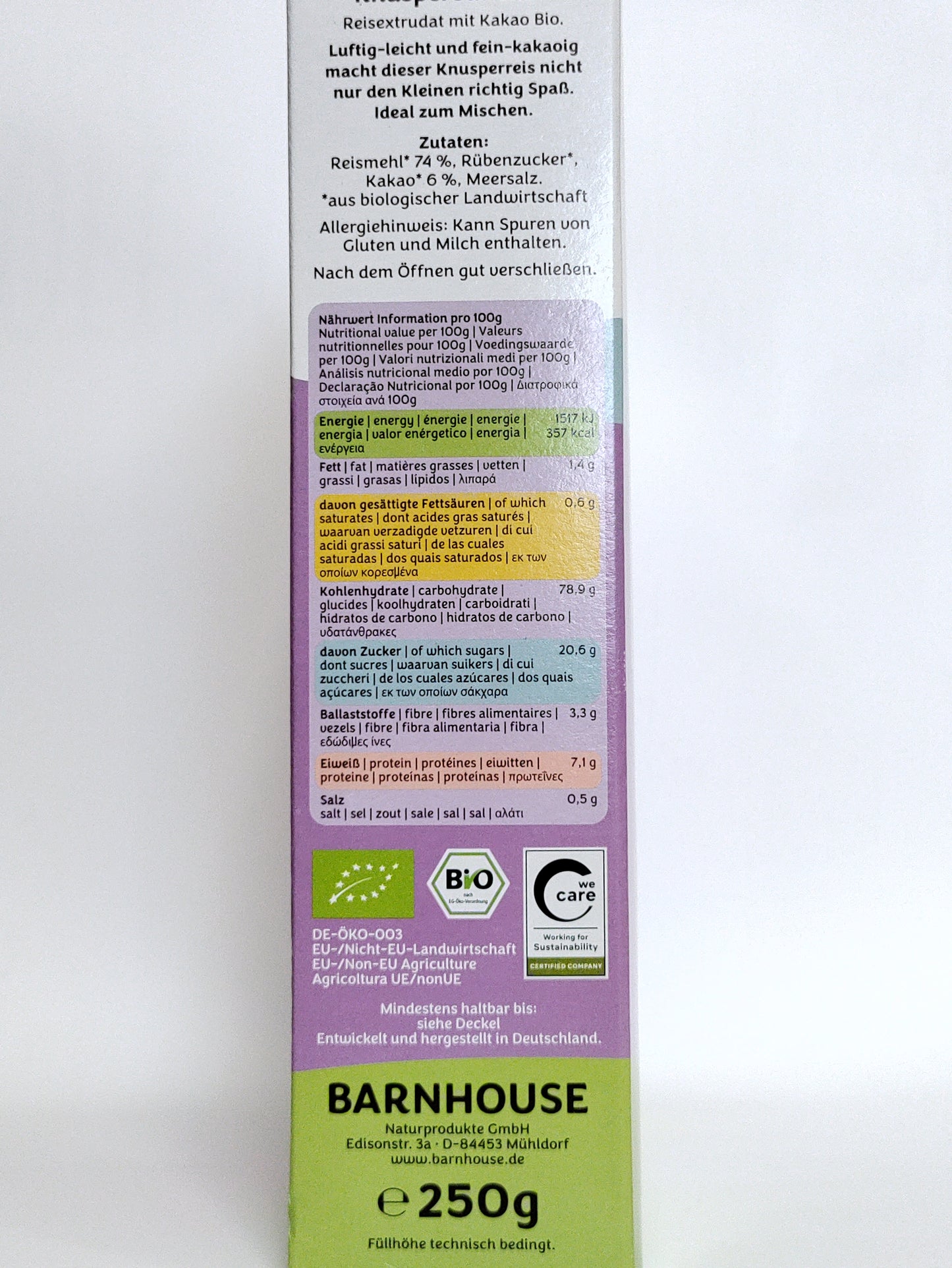 Barnhouse Bio riževo-čokoladne kroglice, 250g