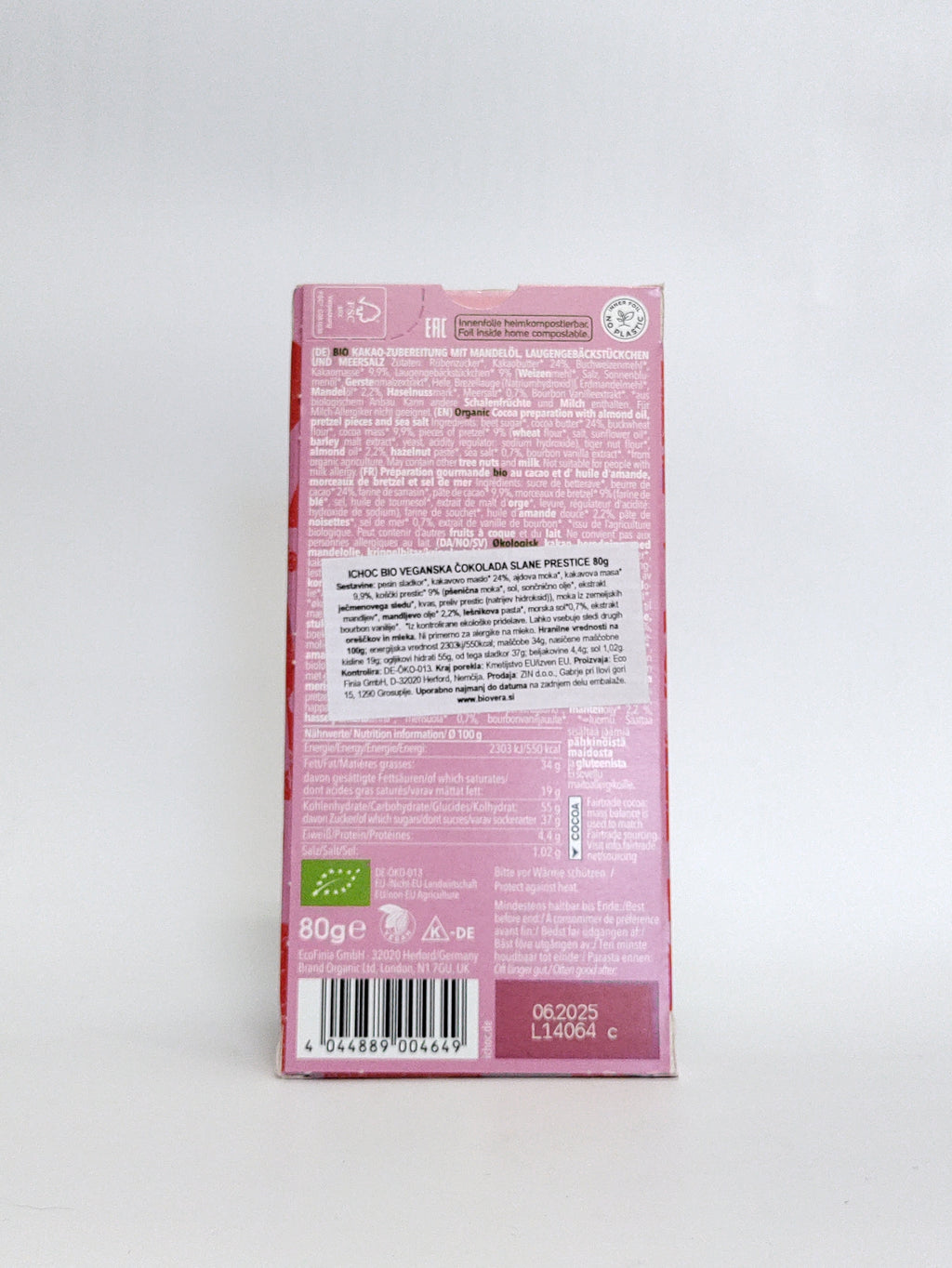 Ichoc - Bio veganska čokolada Slane prestice 80g