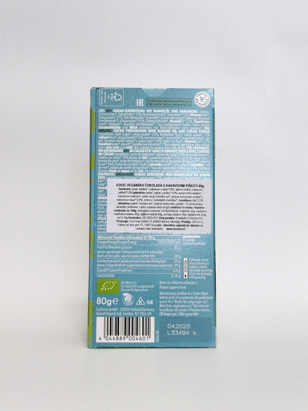 iChoc - Bio veganska čokolada s kakavovimi piškoti 80g