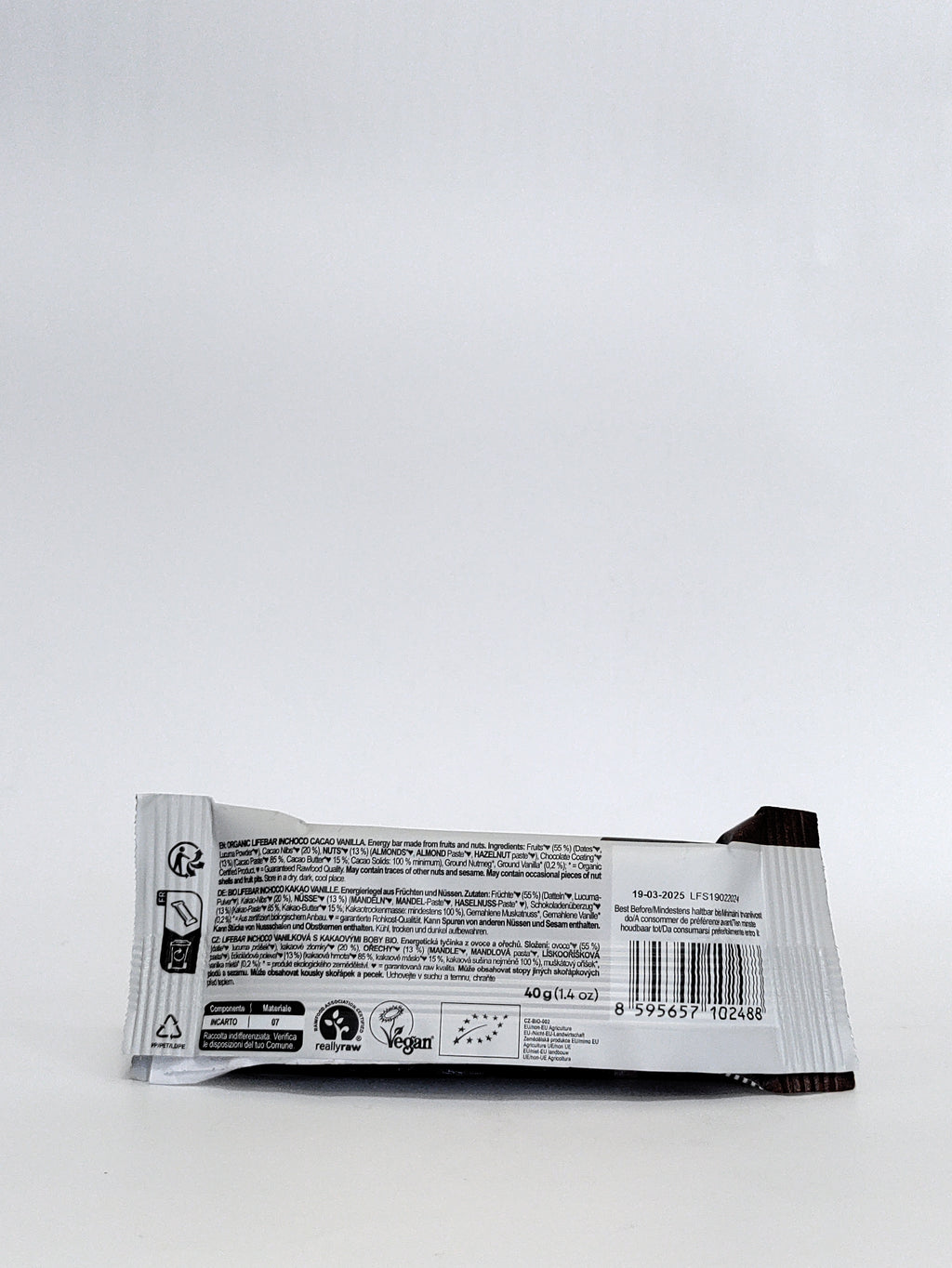 Lifebar - Bio ploščica z vanilijo, oblita s čokolado 40g