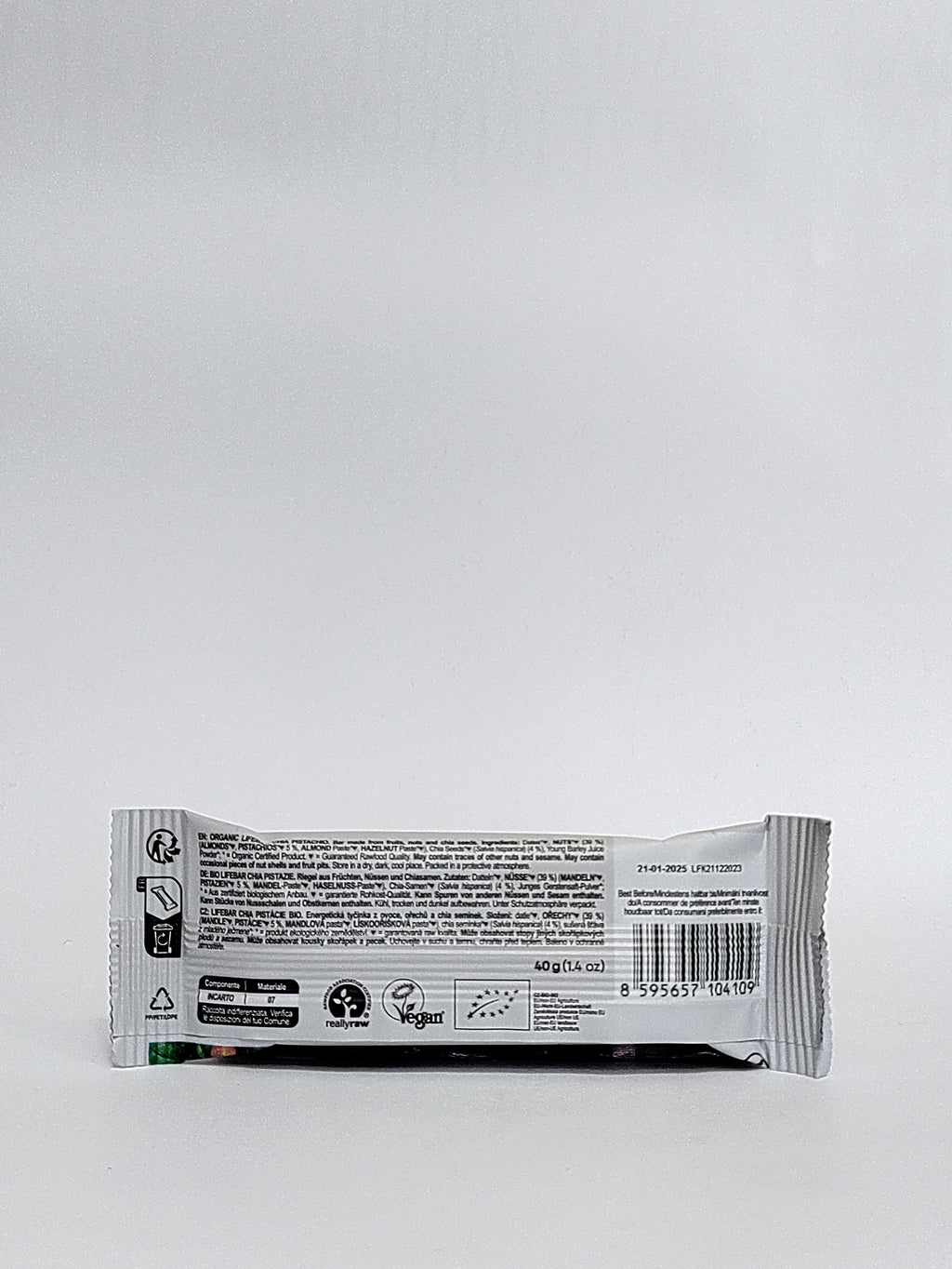 Lifebar - Bio ploščica Chia in pistacija 40g