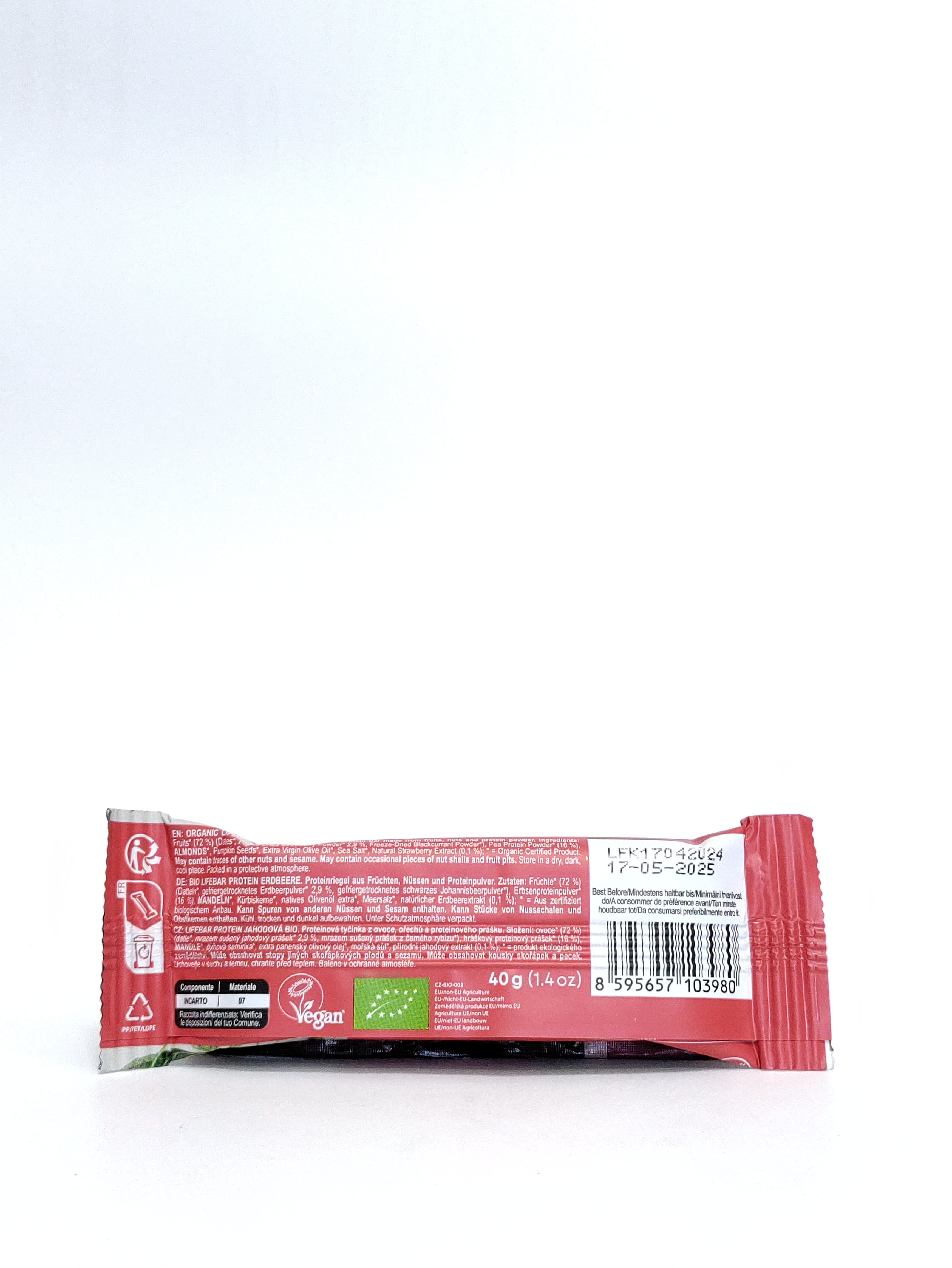Lifebar - Bio beljakovinska ploščica jagoda 40g
