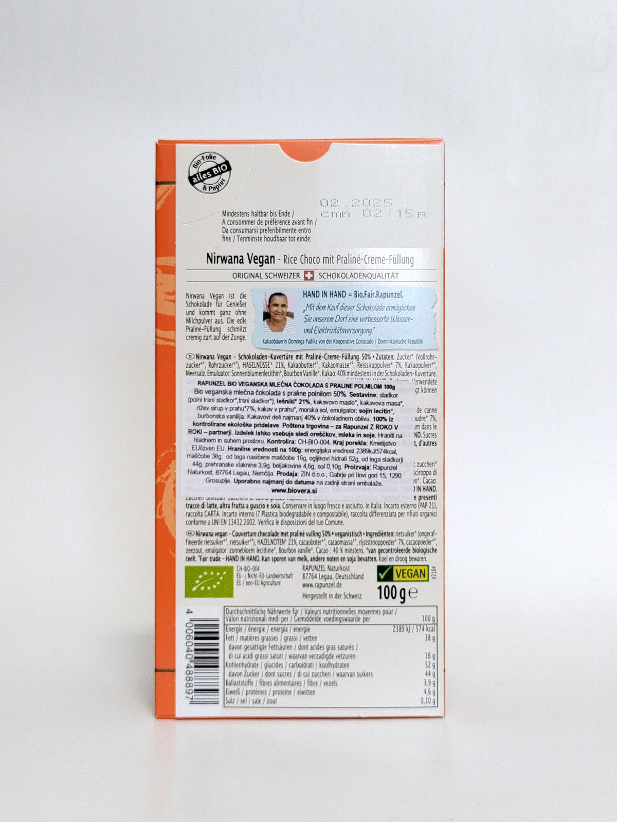 Rapunzel - Bio veganska mlečna čokolada s praline polnilom 100g