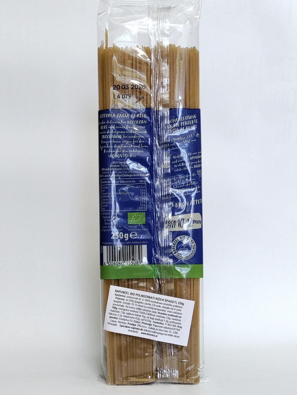 Rapunzel Bio polnozrnati Riževi špageti, 250g