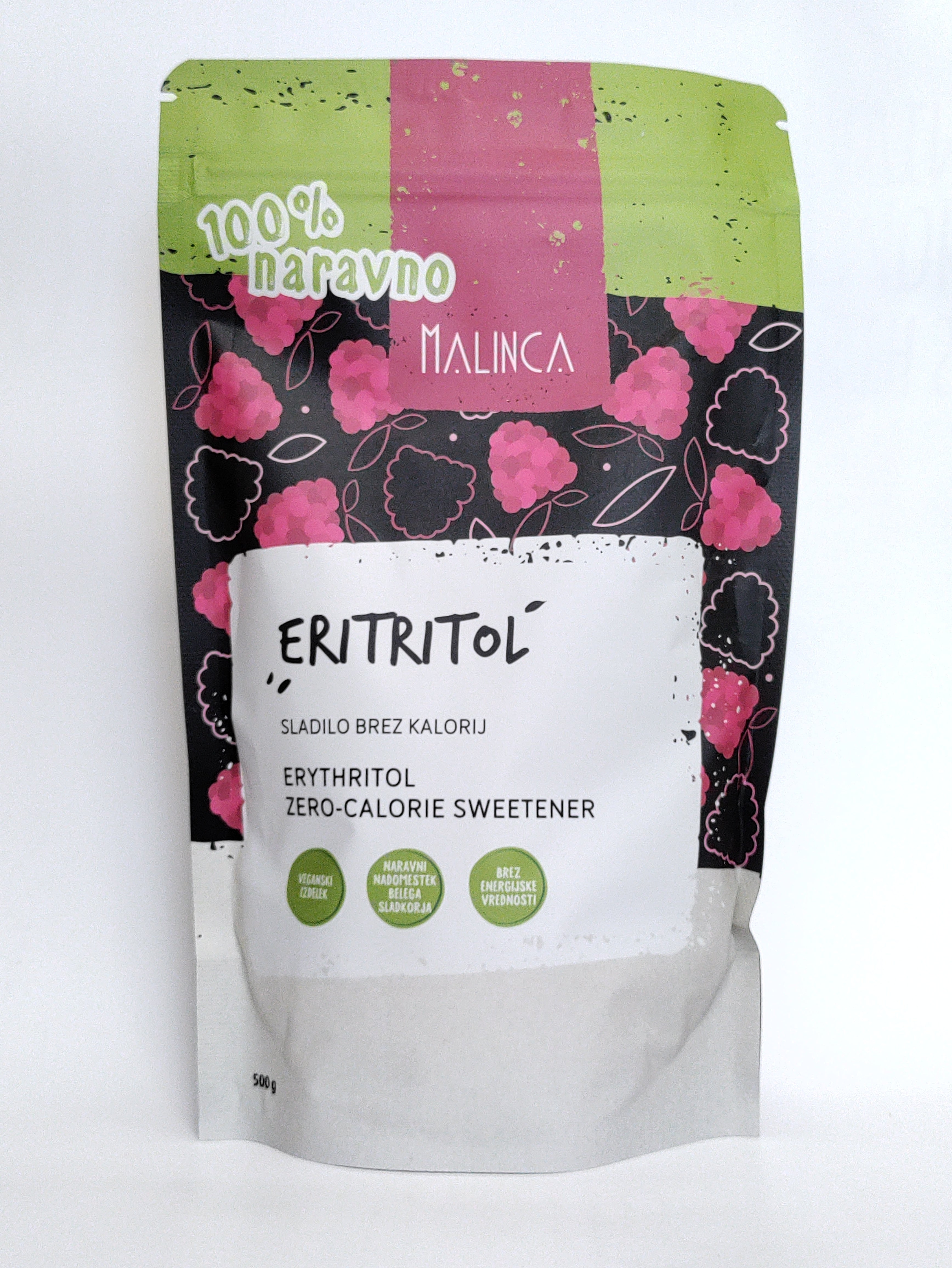 Malinca Sladilo eritritol brez kalorij, 500g