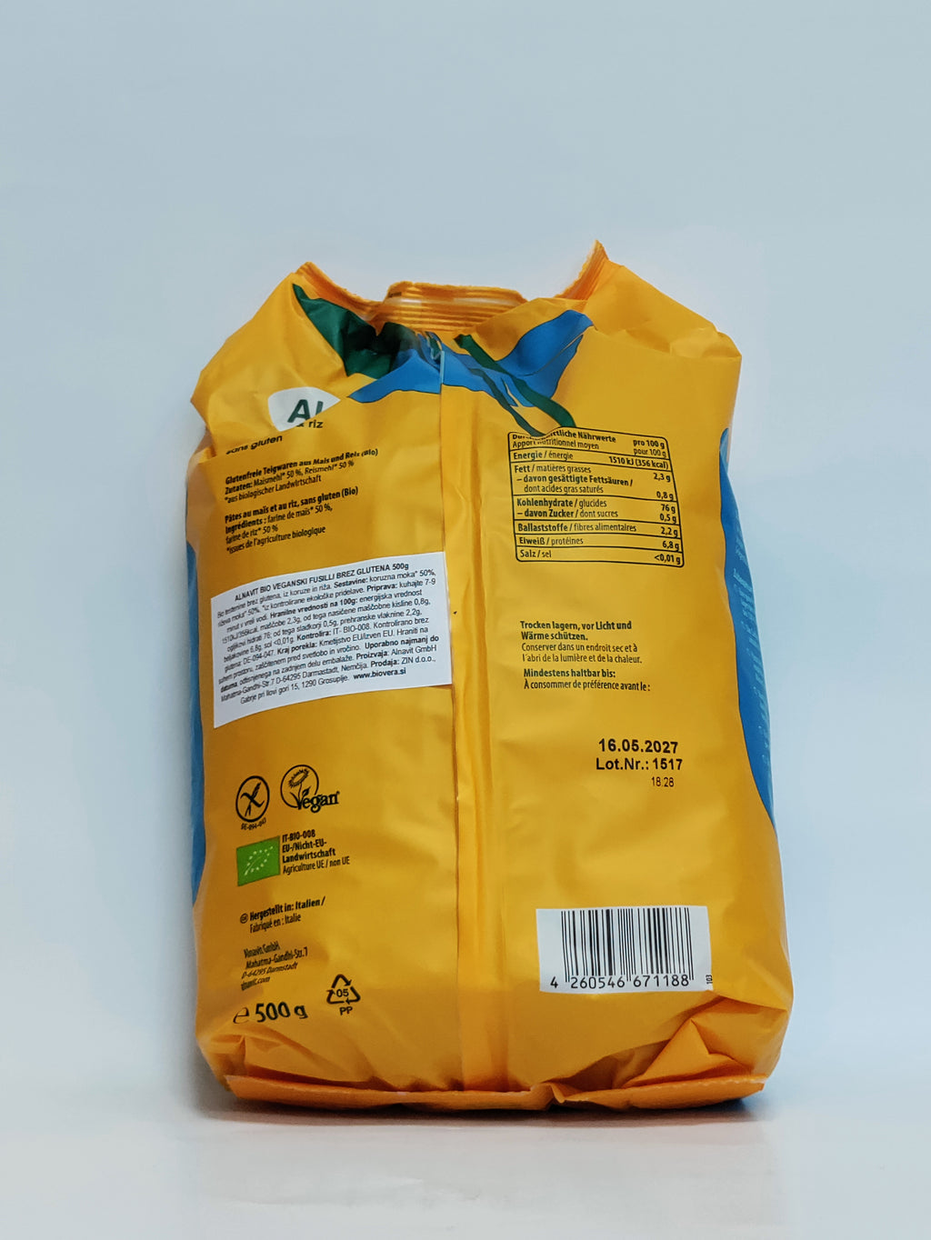 Alnavit - BIO veganski fusilli brez glutena, 500g