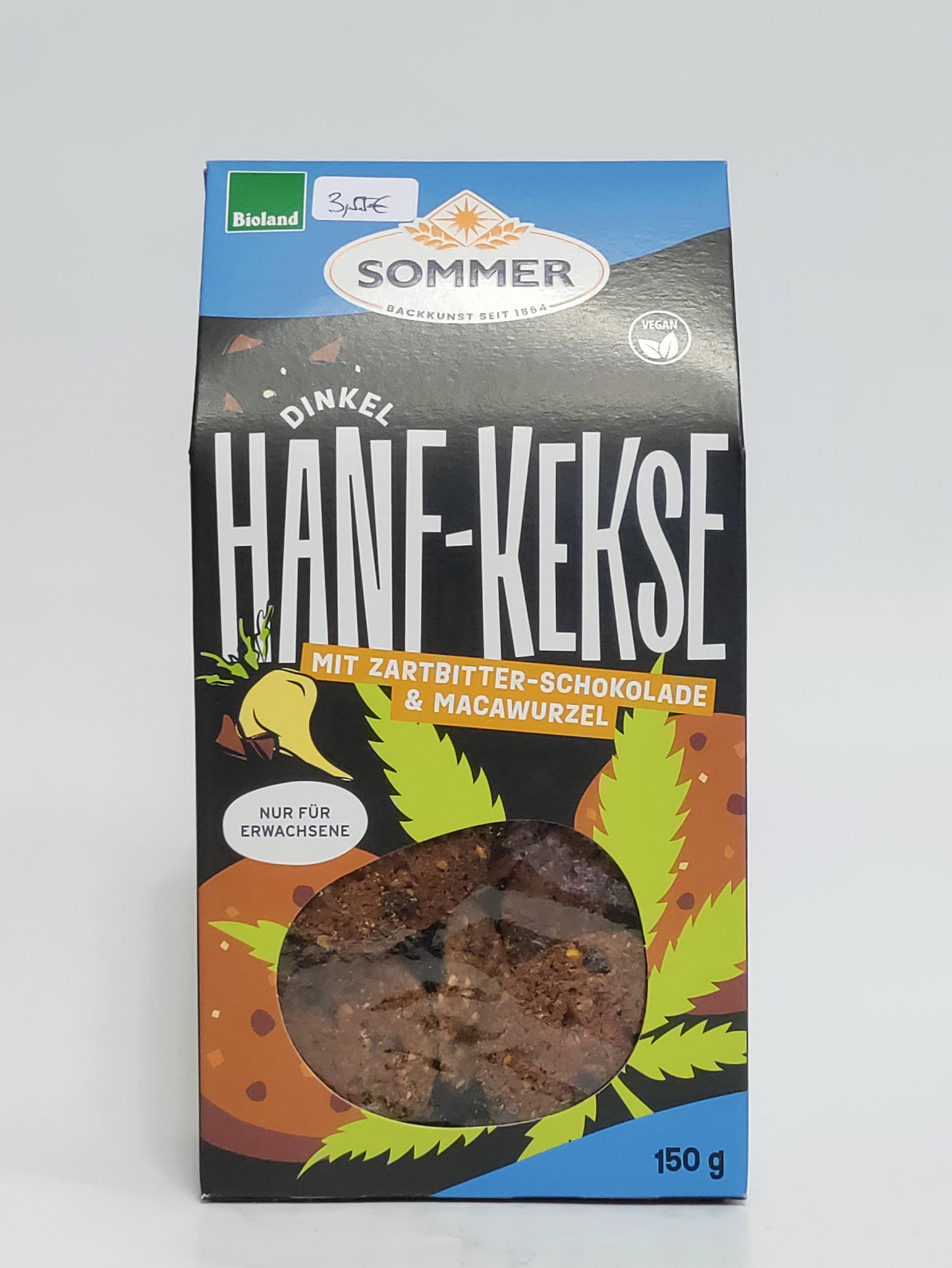 Sommer - BIo veganski pirini piškoti s konopljo, čokolado in maco 150 g