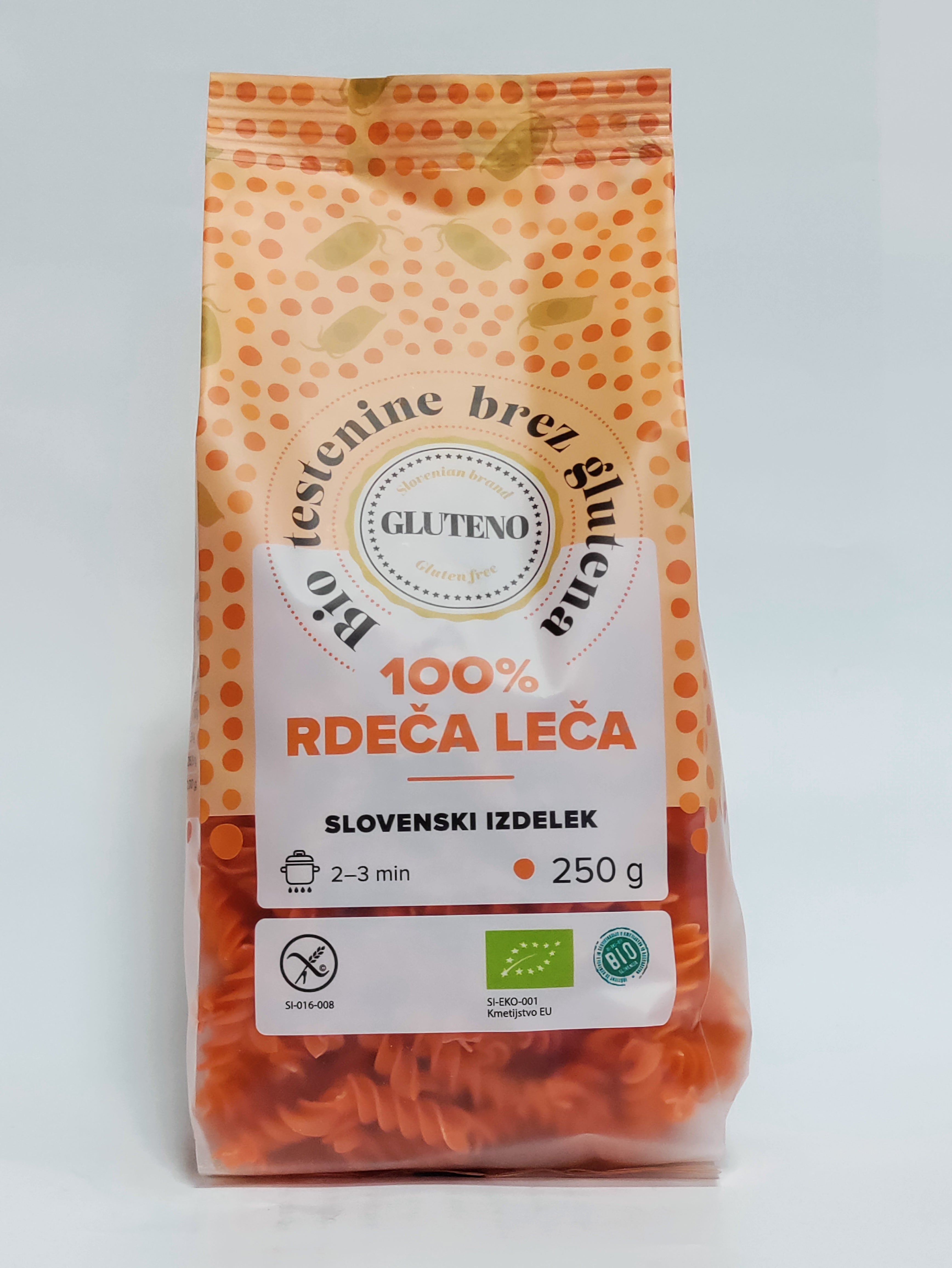 Gluteno - Bio brezglutenske testenine rdeča leča 250g