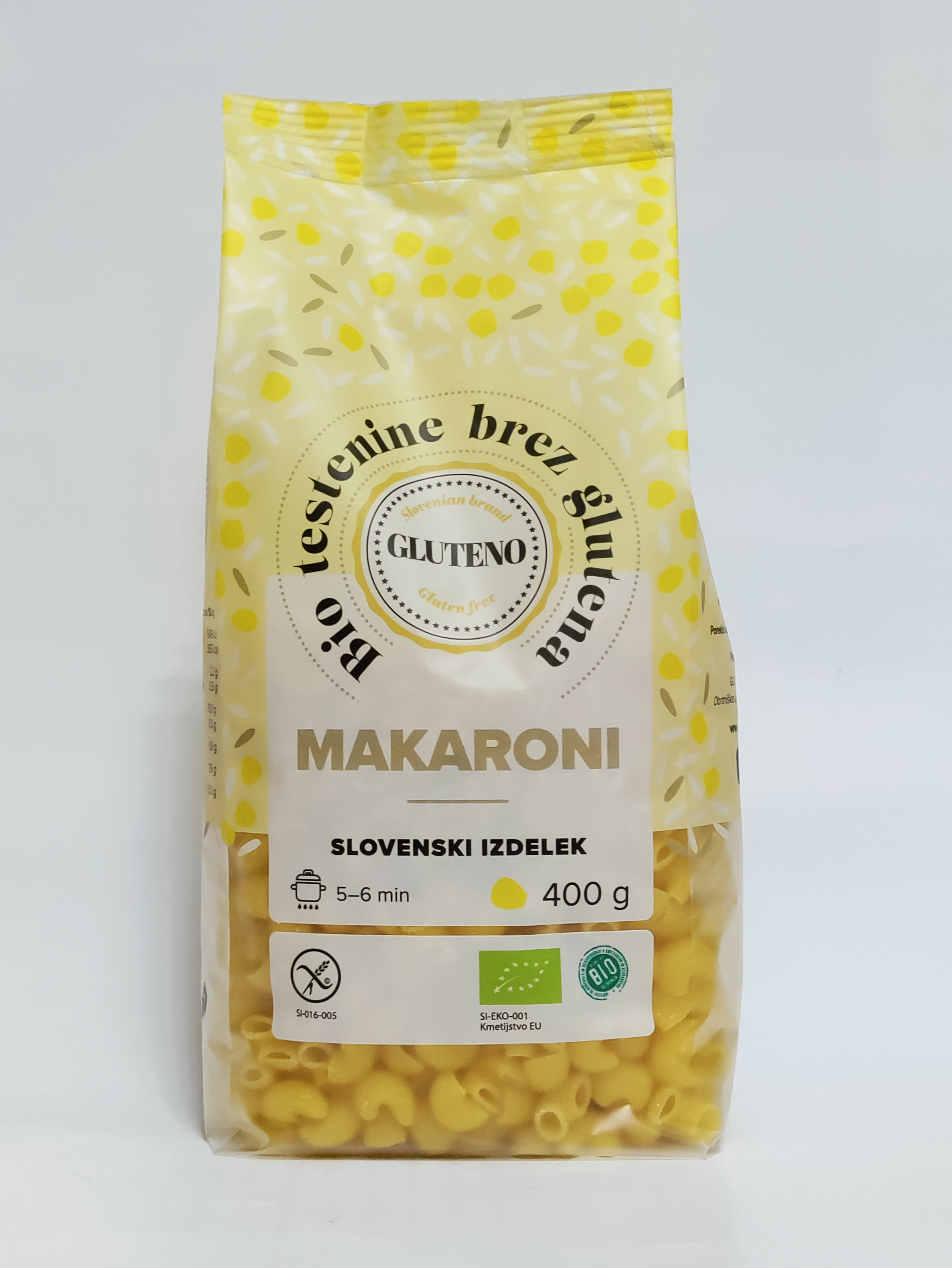 Gluteno - Bio brezglutenske testenine makarončki 400g