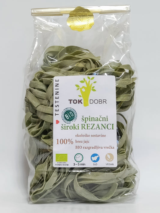 Tok Dobr - Eko durum široki rezanci s špinačo 300g